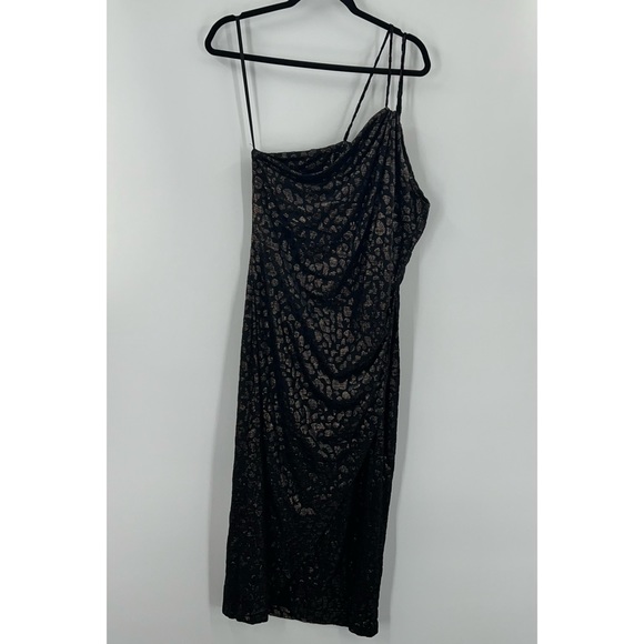 IRO NWT Bexly Leopard Metallic Asymmetrical Midi Dress size 44 (US 12) - Picture 4 of 11